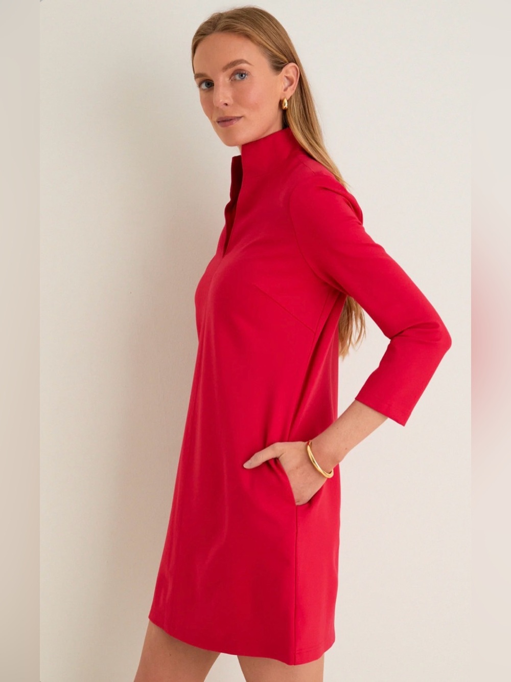 NWT Tuckernuck 3/4 Sleeve Ponte Clifton Dress in Red Size XS - Picture 2 of 12